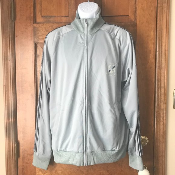 Guess Silver-Gray w/Black Stripes Zip-Up Jacket Large - Picture 1 of 13